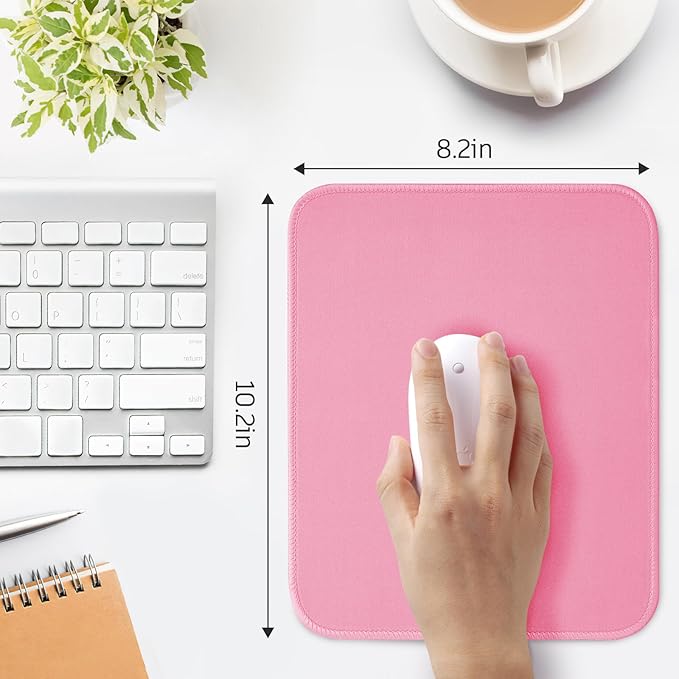 Mouse Pad, Nice and Cute, Splash-Proof Textured, Stitched Edge Non-Slip Waterproof Rubber, Deep Pink
