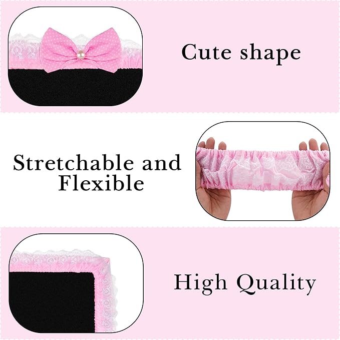2 Pack Cute Computer Monitor Cover, 23''-26'' Elastic Monitor Dust Cover with Bow Knot, Lovely Monitor Accessories Screen Monitor Decoration for Tablet (Pink)