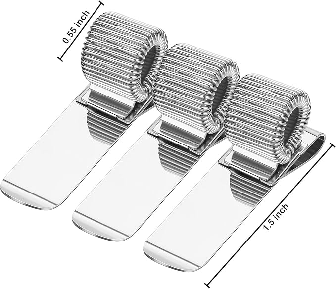 Outus 12 Pcs Pen Holders for Clipboard Metal Pen Clip Holder Attachment with Adjustable Spring Loops Organizer Manganese Steel Clip for Notebook and Home Office Pocket(Transverse Style, Silver)