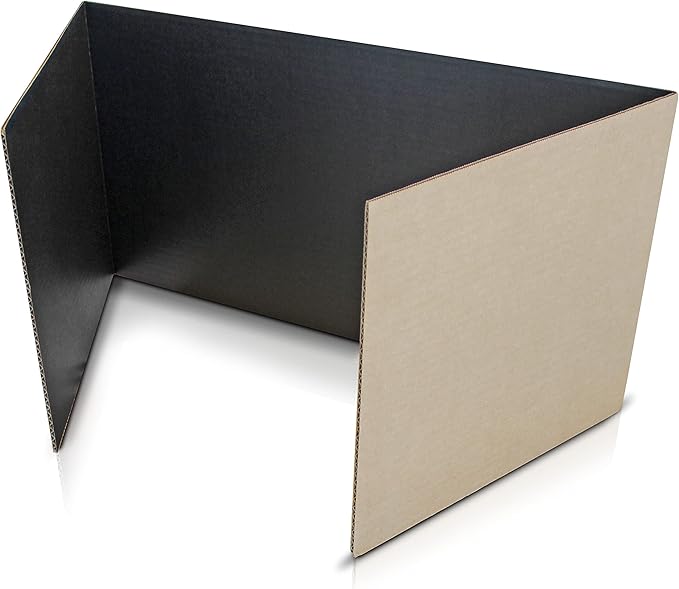 Flipside Products 12 Pack Black Study Carrel, 12”x48” Privacy Boards, Student Privacy and Focus Booth for The Classroom, Desk Divider Cubby for Tests, Made in USA
