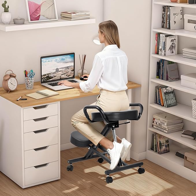 Kneeling Chair, Ergonomic Kneeling Chair, kneelings Office Chairs with Adjustable Height and Lumbar Support for Banking Meeting Room Office Home Reception,Improve Postures,
