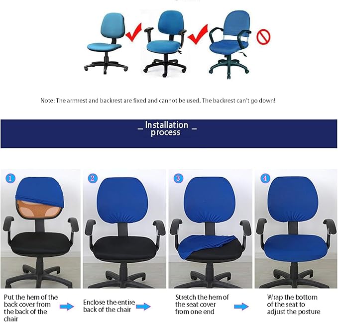 Office Chair Covers Stretchable Split 2 Piece Stretch Jacquard Office Desk Chair Seat Covers Removable Washable Anti-dust Chair Protectors Covers