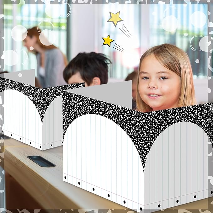 AmazingSpark 24 Pcs Privacy Folders Desk Dividers Composition Notebook Scalloped Testing Dividers for Students Desk Classroom Privacy Folder Boards for School Teacher Office Home Study Supplies