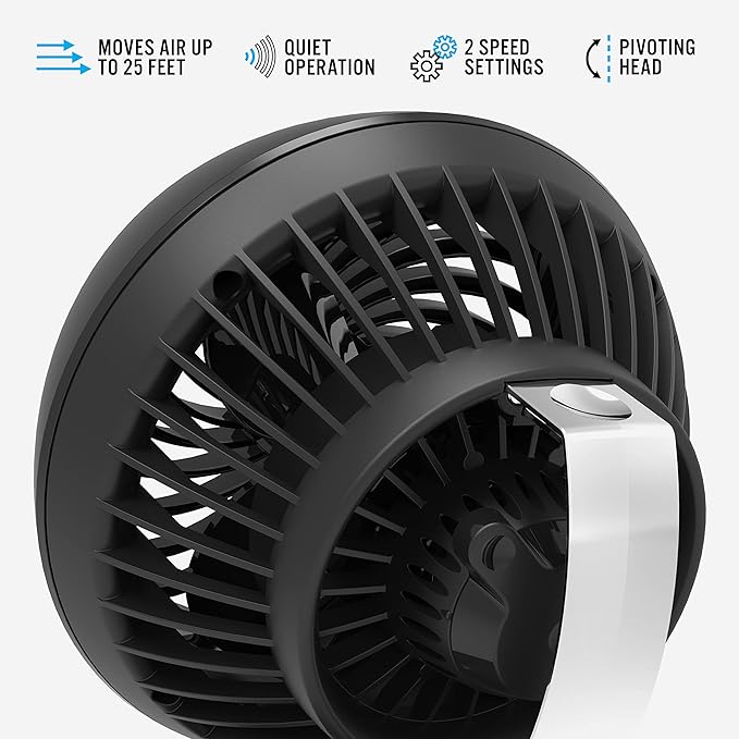 Vornado 160 Personal Air Circulator, Small Fan for Dorm, Desk, and Bedside, Powerful Personal Cooling, 2 Speed Settings, Vortex Air Circulation, Chrome Glide Bar, Multi-Directional Airflow, Black