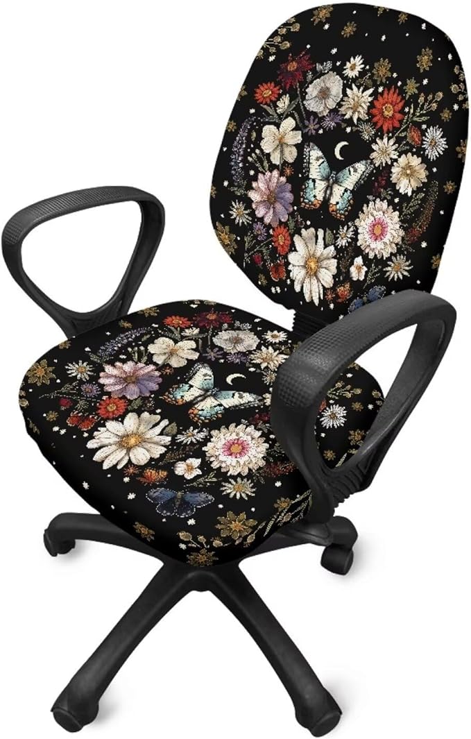 GLENLCWE Mandala Style Butterfly Flower Seat Covers for Chairs Protective Easy to Install Seat Cushion Split Protectors Lightweight Computer Office Chair Cover
