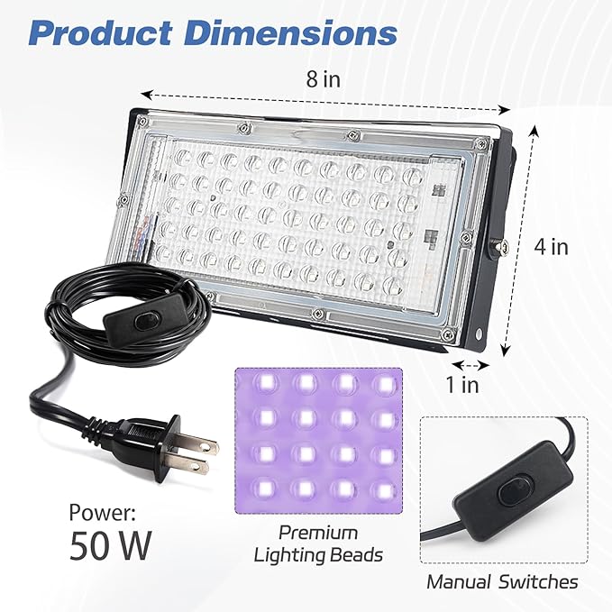 Ecoofor 2 Pcs 50 W LED UV Light for Screen Printing with Dual Stands, Exposure Unit for Screen Printing Kit, Photo Emulsion, and Cyanotypes