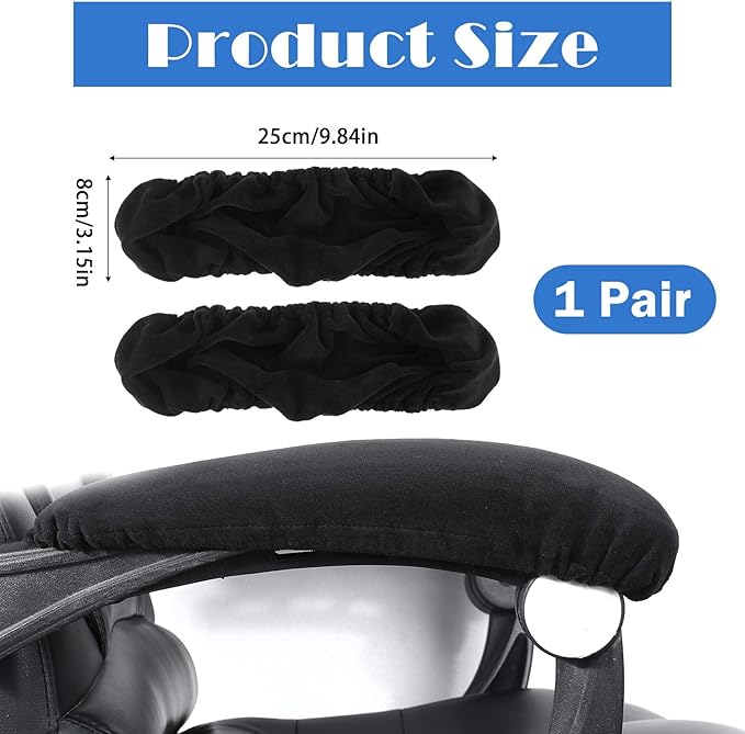 QfwdfcTrenz 1 Pair Office Chair Arm Covers Nylon Armrest Cover Removable Handgrip Covers Stretchable Armrest Protectors Prevent Armrest Damage to Protective Cover for Desk and Computer Chairs (Black)