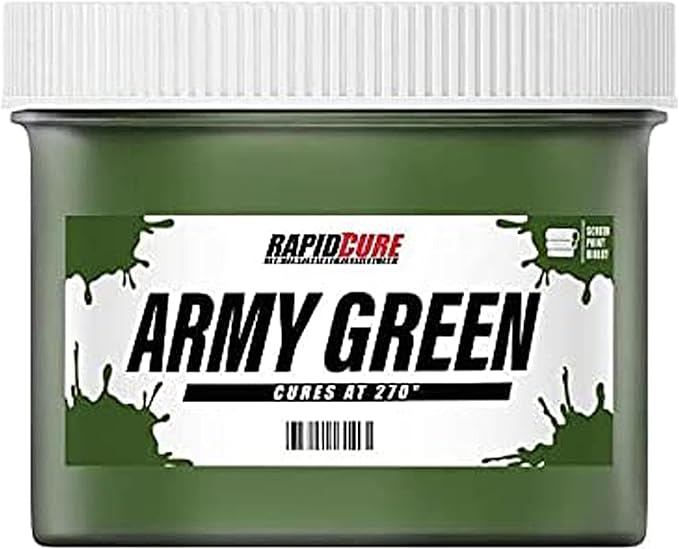 Rapid Cure® Screen Printing Ink Army Green (Pint - 16oz.) - Plastisol Ink for Screen Printing, Fast Curing Fabric Paint - Screen Print Direct®, USA Made