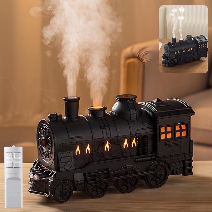 Retro Train Diffuser 300ml Essential Oil Diffuser - Cool Mist Humidifier with Night Light, Aromatherapy Diffuser for Home Bedroom Desk