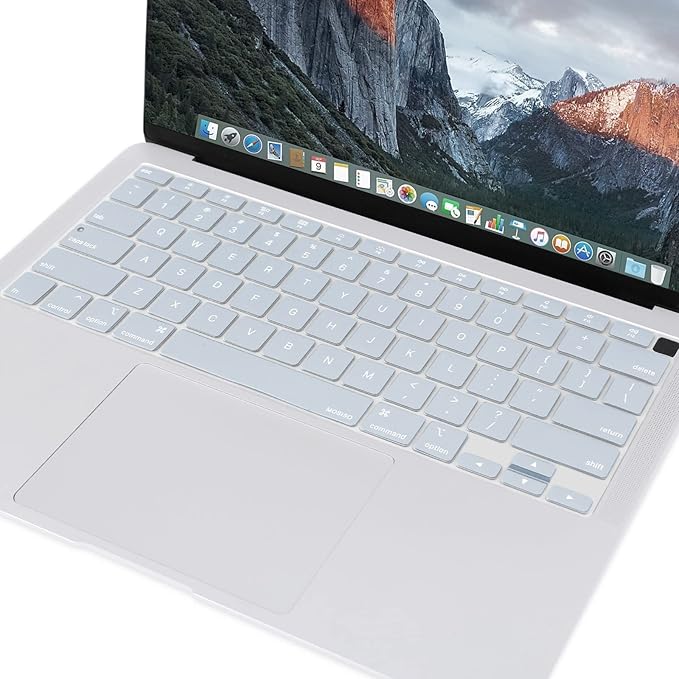 MOSISO Keyboard Cover Compatible with MacBook Air 13 inch 2022 2021 2020 Release A2337 M1 A2179 Retina Display with Touch ID Backlit Magic Keyboard, Waterproof Protective Silicone Skin, Baby Blue