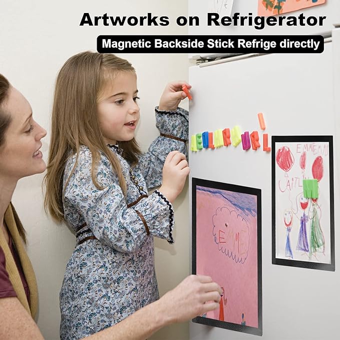 30 Pcs Magnetic Signs Holder, for 5" x 7" Letter, Sturdy PVC Magnet Document Holder, Magnet Picture Poster Frame, Can Self-Adhesive Wall/Door/Window or Magnetic for Refrigerator