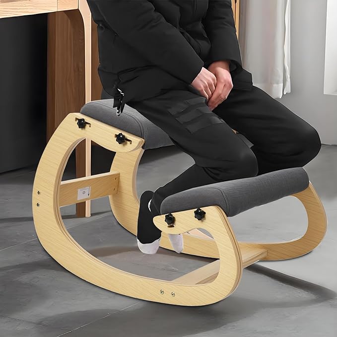 YOXIER Kneeling Chair,Kneeling Desk Chair,Office Sitting Posture Correction Chair,Rocking Home & Work Wooden Computer Desk Chairs, Back & Neck Spine Pain, Better Posture, Ergo Knee Support Stool 1 Set