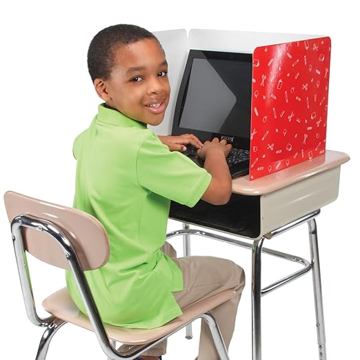 Really Good Stuff Standard Privacy Shields Set of 12, 3 Group Colors - Create a Distraction-Free Learning Environment - Glossy Finish - Ideal for Student Desks - Desk Dividers