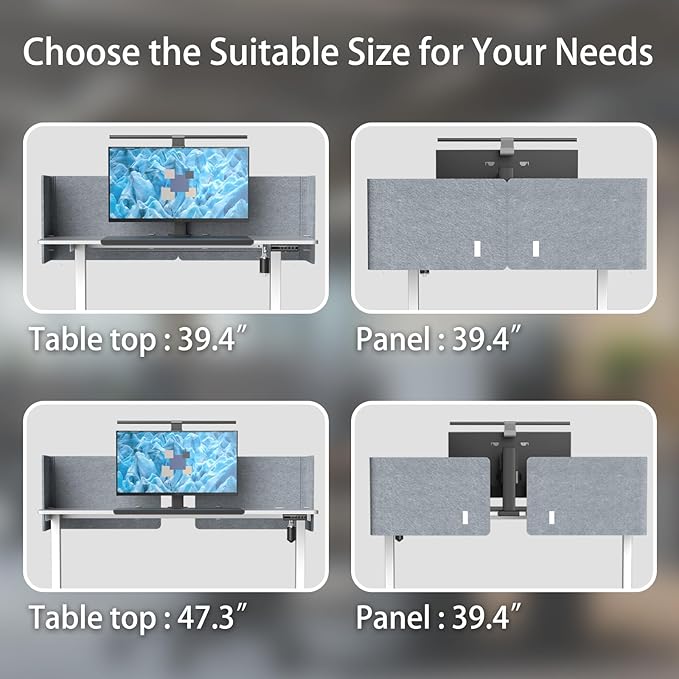 Desk Privacy Panel,2PCS L-Shaped Clamp-On Office Desk Divider,2-in-1 Adjustable Acoustic Desktop Partition Or Under Desk Modesty Panel,for Office,Home,Felt (Grey, 39.4" x 15.7")