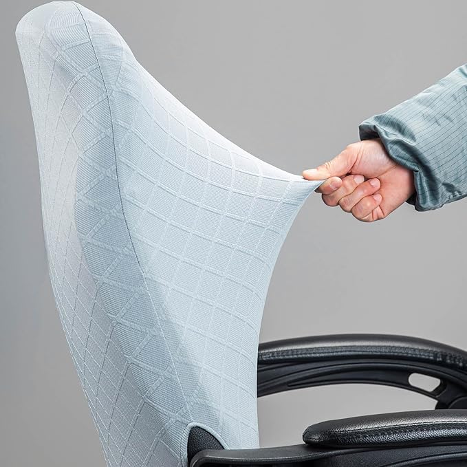 Melaluxe Office Chair Cover with Armrest Covers， Universal Stretch Desk Chair Cover, Computer Chair Slipcovers (Size: L) - Light Gray