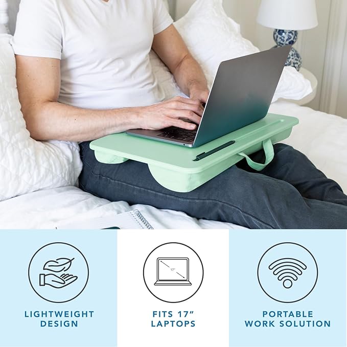 LAPGEAR Original Lap Desk – Fits Up to 17” Laptops – Sage Green – Style No. 45151