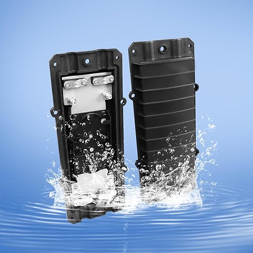 PNGKNYOCN 2 in 2 Out Horizontal Cable Junction Box, 12 Core Fusion Splice Kit Fiber Optic Junction Box Fiber Optic Outdoor Waterproof Protection Box