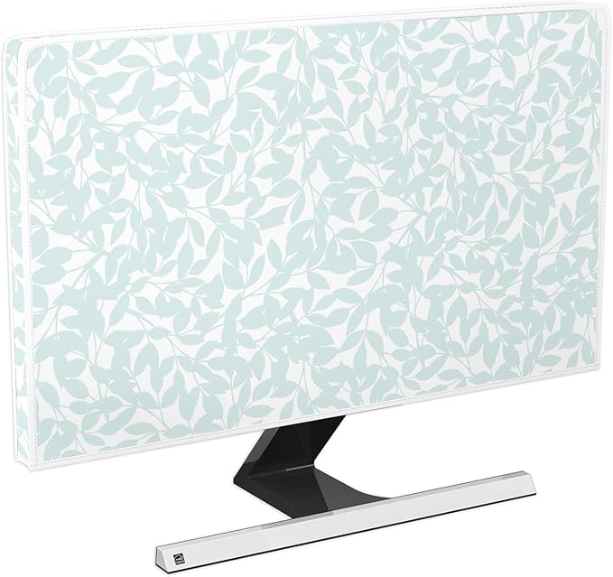 Vintage French Vines Waterproof 58,59,60 Inch TV Dust Cover Anti-Static Dustproof Botanical Cottagecore Plant Television Covers for LCD LED PC Desktop and Home Hanging TV，Blue Green