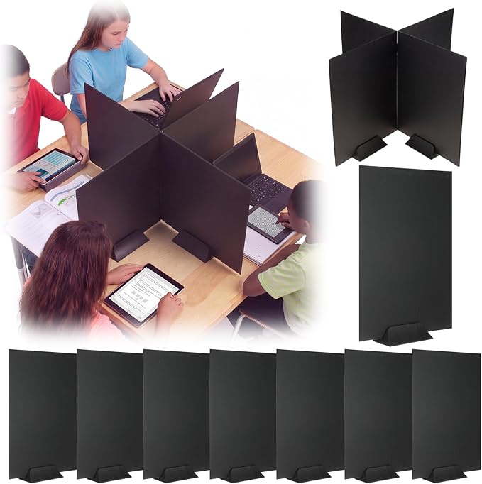12 Pack Desk Dividers Waterproof Durable Plastic Study Carrel Test Dividers Multiple Station Privacy Folder Boards Makes 4, 6 or More Work Stations for Student Teacher Classroom Office
