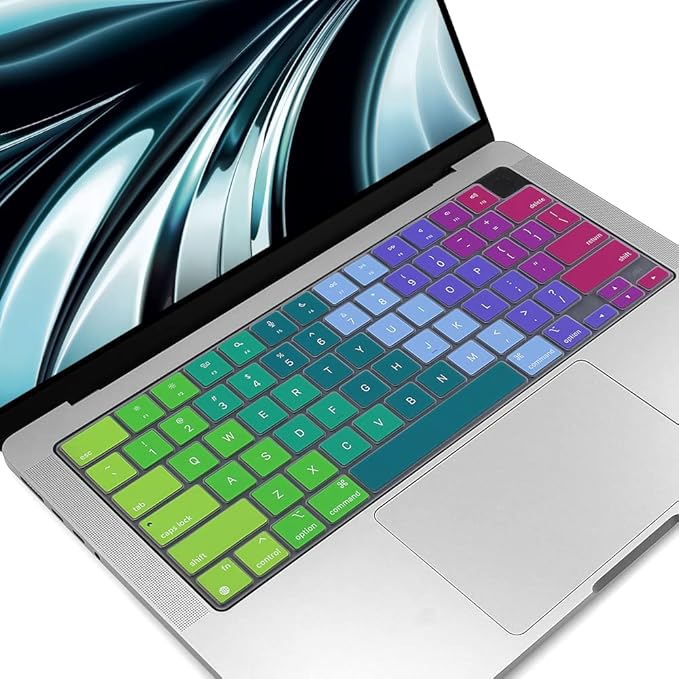 ProElife Keyboard Cover Skin for 2026-2022 MacBook Air 13.6 inch 15.3 inch M5 M4 M3 M2 Chip A3449 A3240 U.S Enter TPU Protector for MacBook Air 13'' 15'' M5 M4 M3 2026 2025 2024 Accessory (Rainbow)