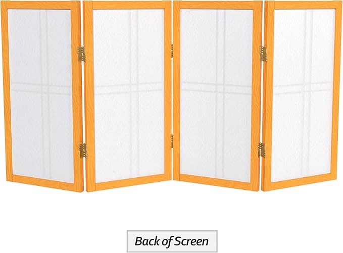2 ft. Short Desktop Double Cross Shoji Screen - Honey - 4 Panels