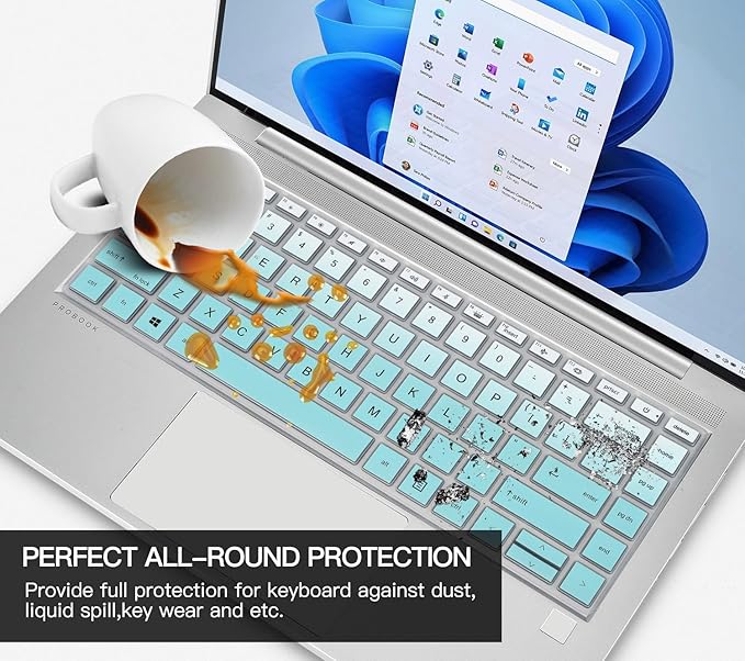 CaseBuy Keyboard Cover for 14" HP Probook 440 445 G8 G9 G10 2023 2022, HP Probook 640 G7 G8 14" Notebook Protector Skin(Not Fit Probook 440 445 G5 G6 G7) -Ombre Mint