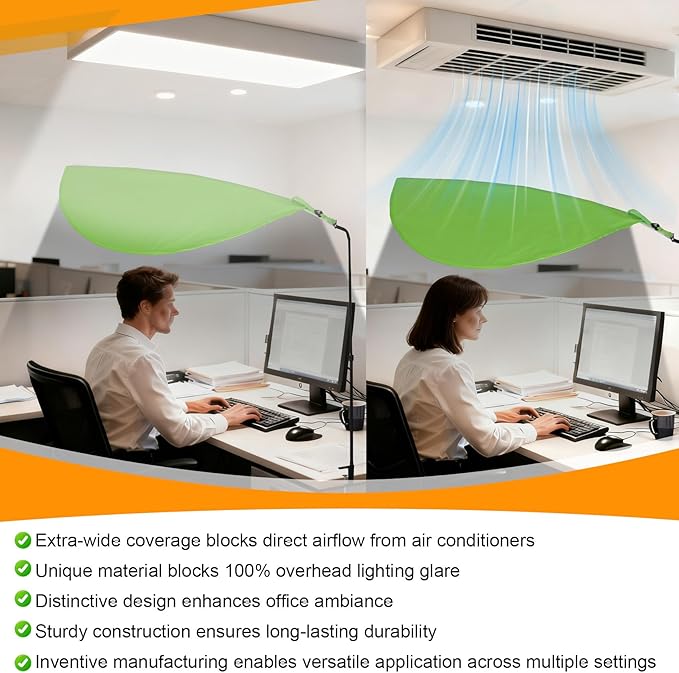Green office cubicle desk shade，Portable Office cubicle Shade to Block Overhead Light，Adjustable Desk Shade for Cubicle to Block Light & Reduce Glare