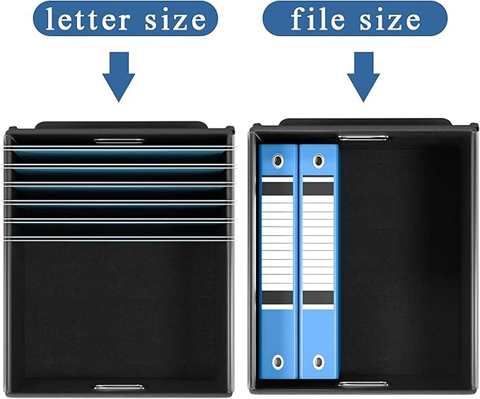 File Organizer Box with Lid, Collapsible File Folder Organizer for Office Document Storage, Filing Box with Plastic Slide for Letter Size Hanging File Folders(1 Pack, Smoky Grey)