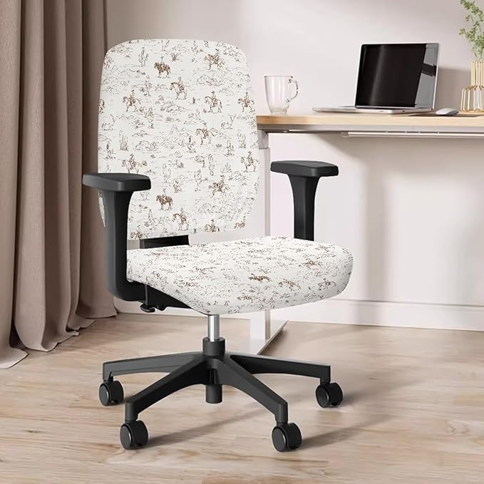 Western Cowboy Office Chair Covers 2 Piece Stretchable Office Chair Seat Cover Horse Chair Cover Decorative for Women Universal Desk Rotating Chair,Computer Chair Slipcover