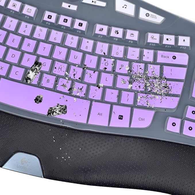 Keyboard Cover Compatile with Logitech K350 MK570 Wireless Wave Keyboard, K350 & MK570 Keyboard Skin Protector - Gradual Purple