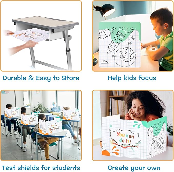 Privacy Boards for Student, 12 Pcs Desk Dividers for Students, Cardboard Privacy Folders, Privacy Shield Folder Boards, Classroom Divider Shield for School Teachers Home (You Can Do it)