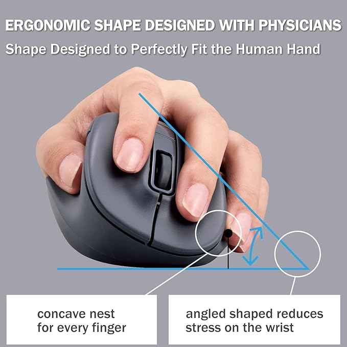ELECOM Left Hand Bluetooth Wireless Ergonomic Mouse, Silent Click, 2000DPI, 5 Buttons, Optical Sensor, Compatible with PC, Mac, Laptop, EX-G, Msize Black (M-XGM31BBSKBK)