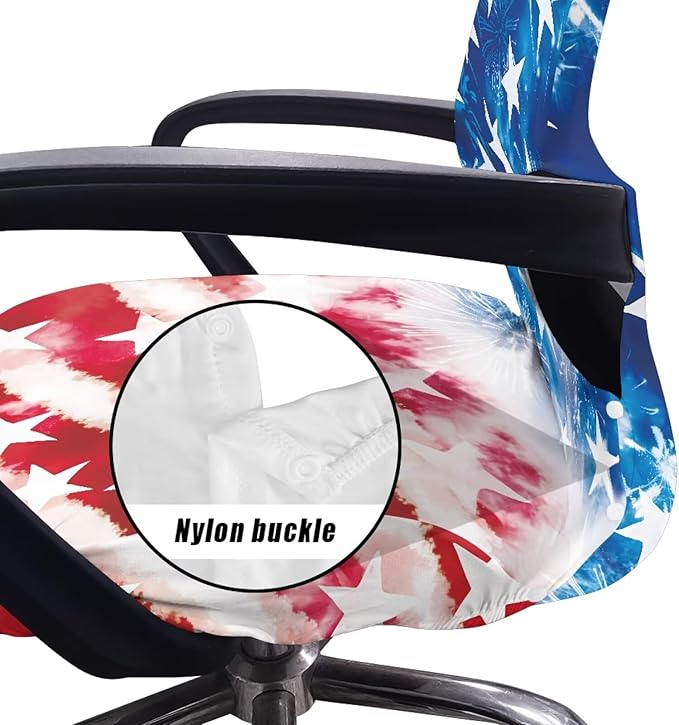 Talayituse American Flag Print Office Chair Covers, Firework Tie Dye Design Stretch Computer Chair Cover 4th of July Universal Boss Chair Covers Modern Simplism Style High Back Chair Slipcover, Large