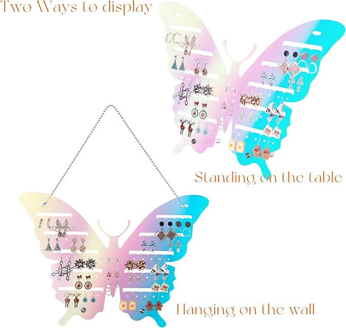 Acrylic Jewelry Organizer - Wall-Mounted or Desktop Stand for Earrings, Studs and Hooks - Multifunctional Earring Holder with 40 Holes, 40 Slots, for Studs, and Jewelry Storage