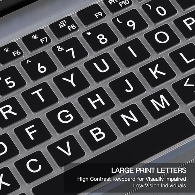 Large Print Keyboard Cover for Dell Latitude 7420 7430 7440 7450 7410 14", Latitude 3440 3450 5450 5440 5420 5430 5431, Latitude 9420 9430 14, Latitude 9510 9520 7520 15" Laptop -Black