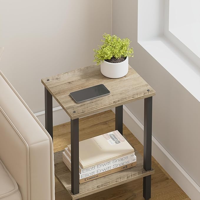 TUTOTAK End Table, Side Table, Nightstand, 2-Tier Storage Shelf, Sofa Side Table for Small Space, Living Room, Bed Room TB01BG034