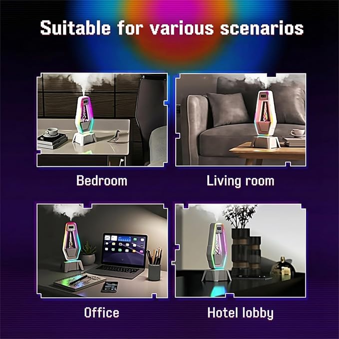 Anti-Gravity Humidifier with Clock & LED Lights｜Ultrasonic Cool Mist, Ultra-Quiet for Bedroom & Desk｜350ml Tank, Ideal for Small Office or Home Spaces