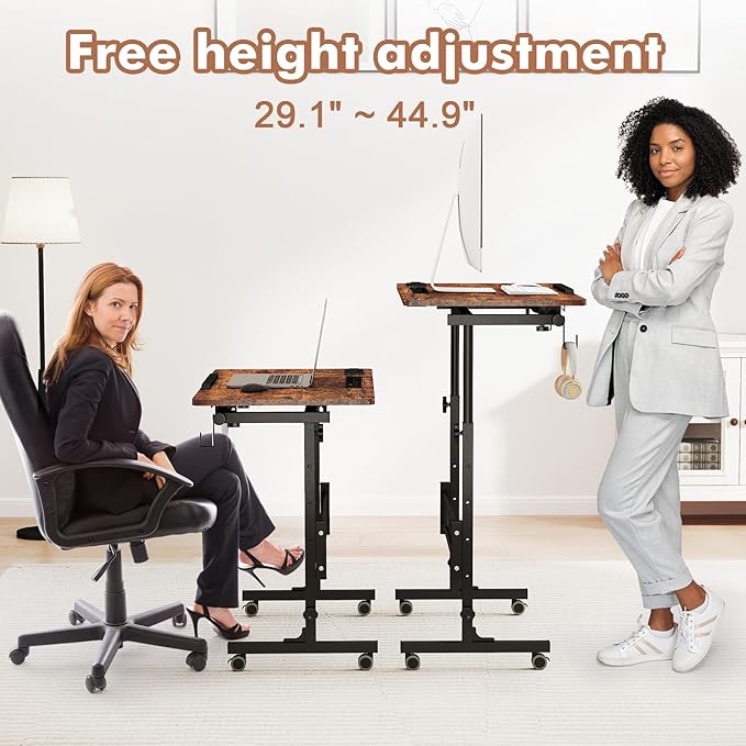 SIDUCAL Standing Desk Height Adjustable with Tiltable Tabletop, Rustic Brown