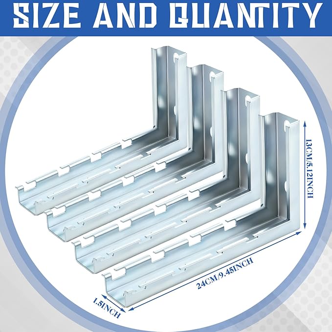 Zonon 4pcs 8” L Type Bracket Wire Mesh Cable Tray L-Shaped Wall Bracket Zinc Plated Wire Mesh Tray Cable Management Rack Cords Organizer Cable