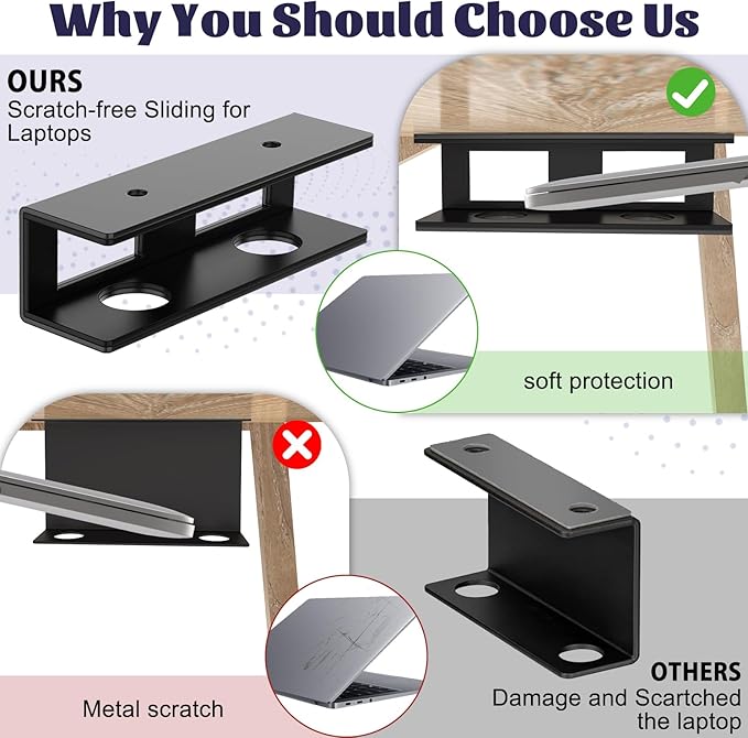 3pcs Under Desk Laptop Mount Under Desk Laptop Holder with Anti-Scratch Felt Board Laptop Under Desk Mount for Laptops, Mac mini, MacBook, Keyboard,Tablet Kitchen