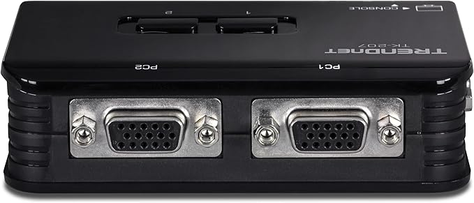 TRENDnet 2-Port USB KVM Switch, TK-207K, Control Two Computers with One Set of Console Controls, 2048 x 1536 Resolution, 60Hz Refresh Rate, All Required Cabling Included, Black