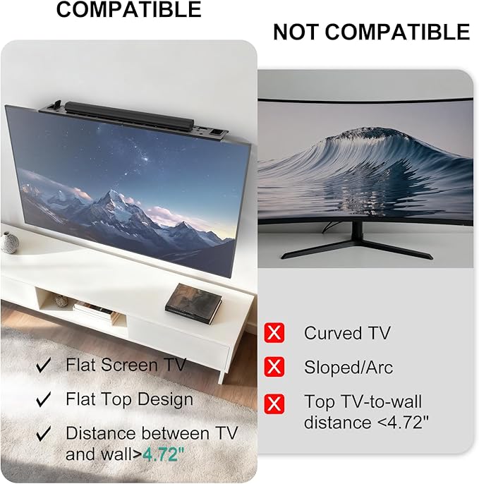 WALI Soundbar Mount, No Drilling TV Top Shelf with 2 Storage Boxes, Floating Monitor Shelves for Router, Cable Box, Game Console Storage, TV Remote Holder, Up to 5.5Lbs, 34.65"x4.3" (TSH004-2B), Black