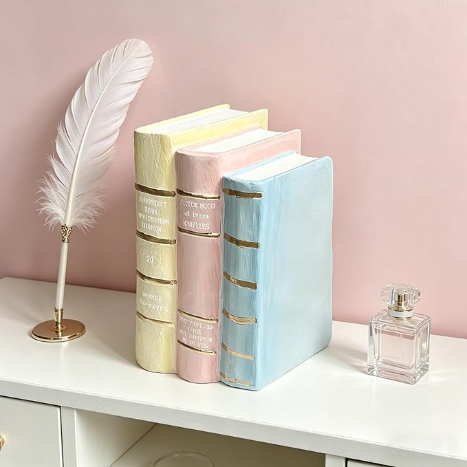 Decorative Books Shelf Home Decor - Resin Fake Books for Decoration Coffee Table Books for Living Room Aesthetic Bedroom Bookshelf Office Desk Bookends Modern Farmhouse 5.5 x 4.5 x 7.5 Inch DiliComing