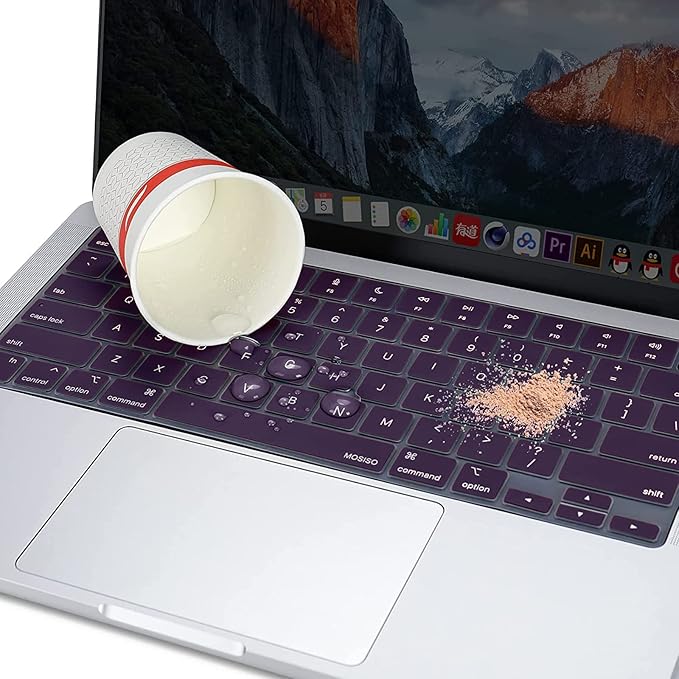 MOSISO Keyboard Cover Skin Compatible with MacBook Air 15 inch M3 A3114 M2 A2941/Air 13.6 A3113 A2681/Pro 14/16 M4 M3 M2 M1, Plum Purple