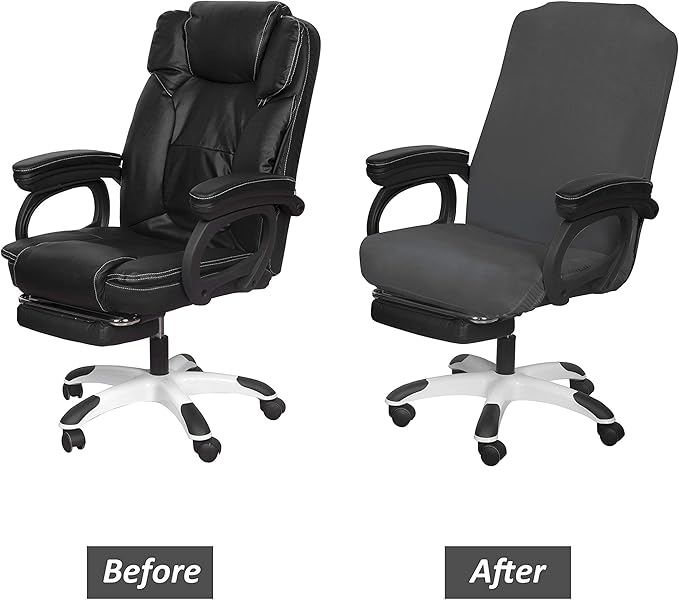 SARAFLORA Office Chair Cover- Large, Grey- Removable Computer Chair Cover for Office Chair with Zipper for Universal Rotating Chair Desk Chair Cover High Back Chair Seat Washable Protector for Pets