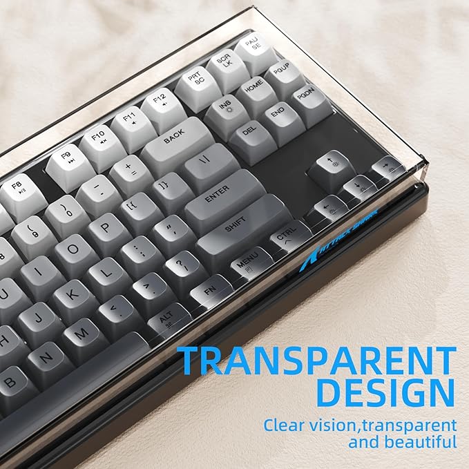 Attack Shark KC03 Acrylic Clear Transparent Keyboard Cover(13.9 * 5 * 0.9 inch) with Dustproof Waterproof Anti-hit Anti-cat Protective Case for Standard 87Key Mechanical Gaming Keyboard