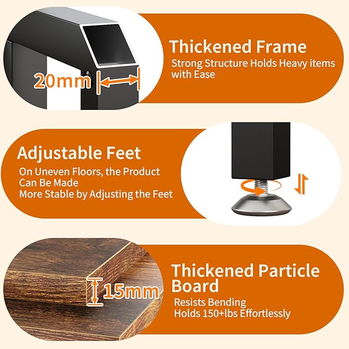 METYERRY Corner Printer Stand Table, with Power Outlet and USB Charging & LED Lights, for Home Printer Stands, Storage Shelf, Computer Tower/CPU Stand Holder for Home Office, Rustic Brown