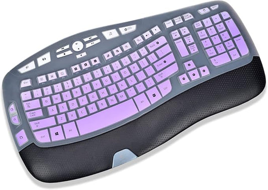 Keyboard Cover Compatile with Logitech K350 MK570 Wireless Wave Keyboard, K350 & MK570 Keyboard Skin Protector - Gradual Purple