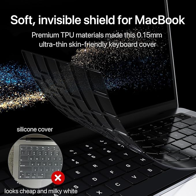 Soonjet Premium Keyboard Cover Protector, Ultra Thin Keyboard Skin for 2026 2025-2021 M5/M4/M3/M2/M1 Pro/Max MacBook Pro 14/16, M5-M2 MacBook Air 13/15, US ANSI Layout