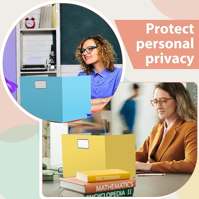 Sabary 24 Pack Privacy Folders for Students Desk Dividers Testing Dividers Standard School Privacy Coated Cardboard for Classroom Teacher Supplies Keep Eyes from Roving(Vibrant,Multicolor)